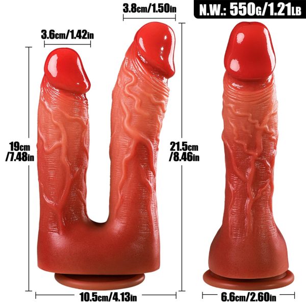Pembe Tilki Çift Başlı Realistik Dildo 21.5 cm - 19 cm - Görsel 5