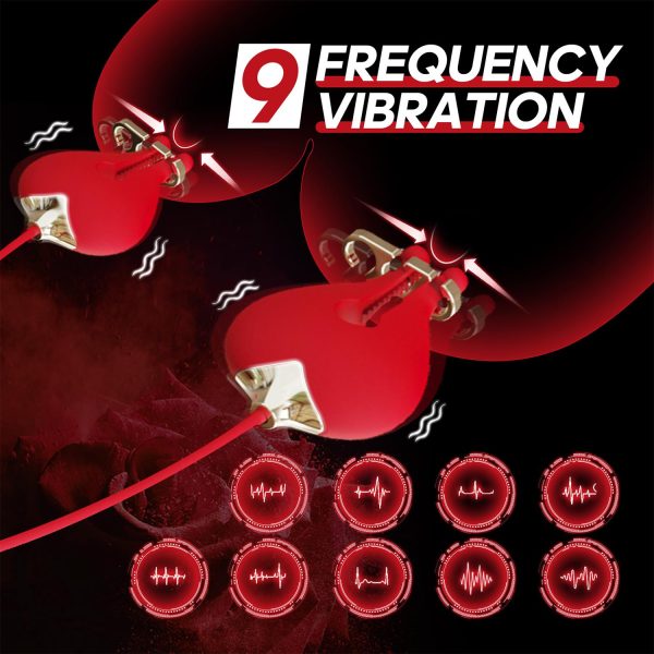 Pembe Tilki Gül Tasarımlı Ağız Tıkacı ve Titreşimli Meme Kıskaç Seti - Görsel 2