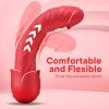 Pembe Tilki Isıtmalı 10 Modlu USB Manyetik Şarjlı Kırmızı Realistik Vibratör - Görsel 4