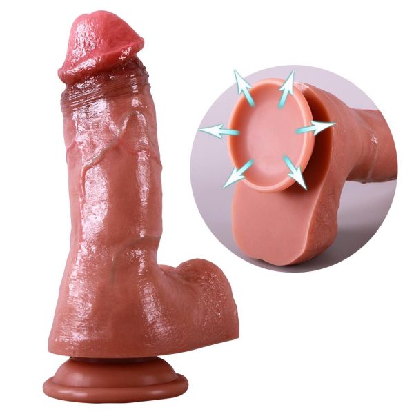 Pembe Tilki Vakum Tabanlı Gerçekçi Esmer Dildo 20,5 cm - Görsel 9