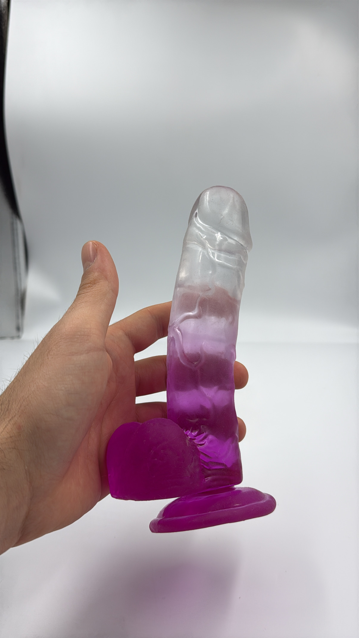 1445F554-54CD-47A3-BCEB-C5BBBE4A990A teşhir - 17.5 cm realistik şeffaf dildo - Görsel 1