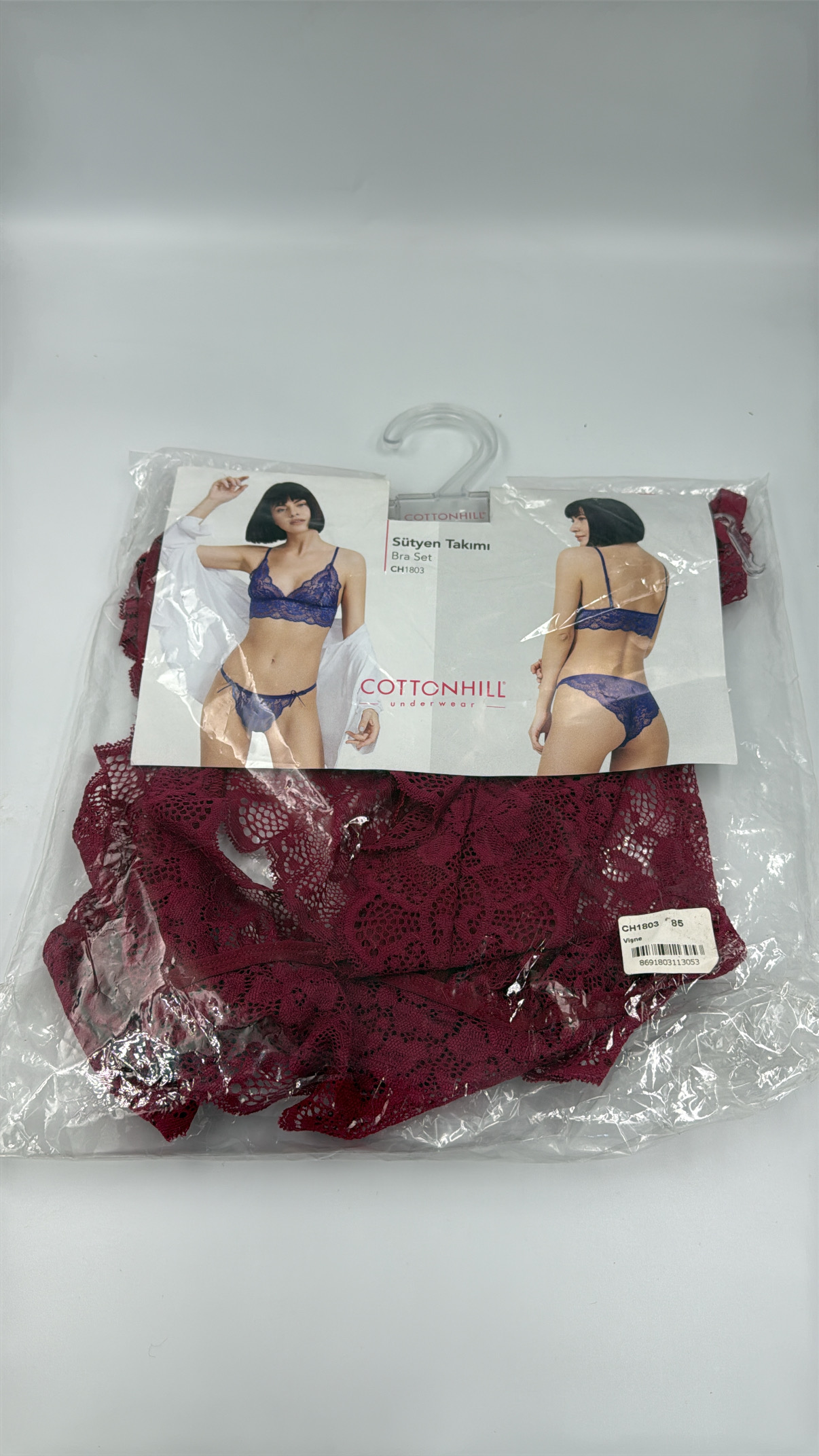 80E5A7BB-C8A4-4D57-9982-E83CCB926B19 cottonhill bralet takımı kırmızı 75 beden - Görsel 1