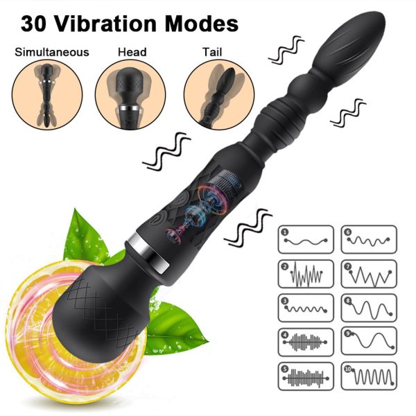Çift Uçlu 30 Modlu Şarjlı Siyah Vibratör – Güçlü, Sessiz ve Çok Fonksiyonlu - Görsel 4