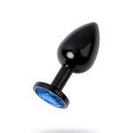 Siyah Metal Mavi Taşlı Anal Plug Orta Boy