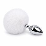 Ponponlu Metal Anal Plug Küçük Boy Beyaz