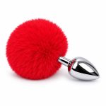 Ponponlu Metal Anal Plug Küçük Boy Kırmızı